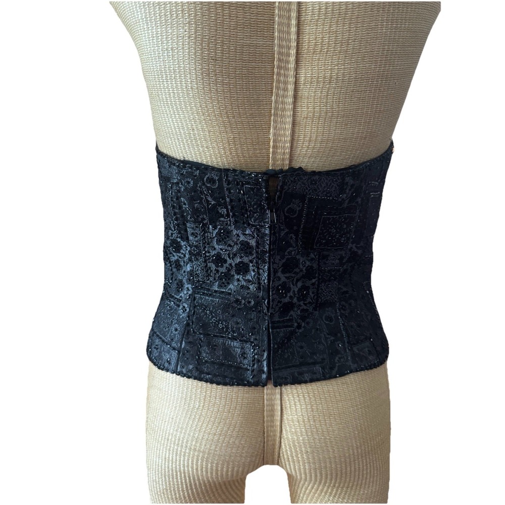 Y2K Mieka Boutique Beaded Floral Embroidered Light Black Size 8 Fairy Goth‎ - Picture 3 of 7